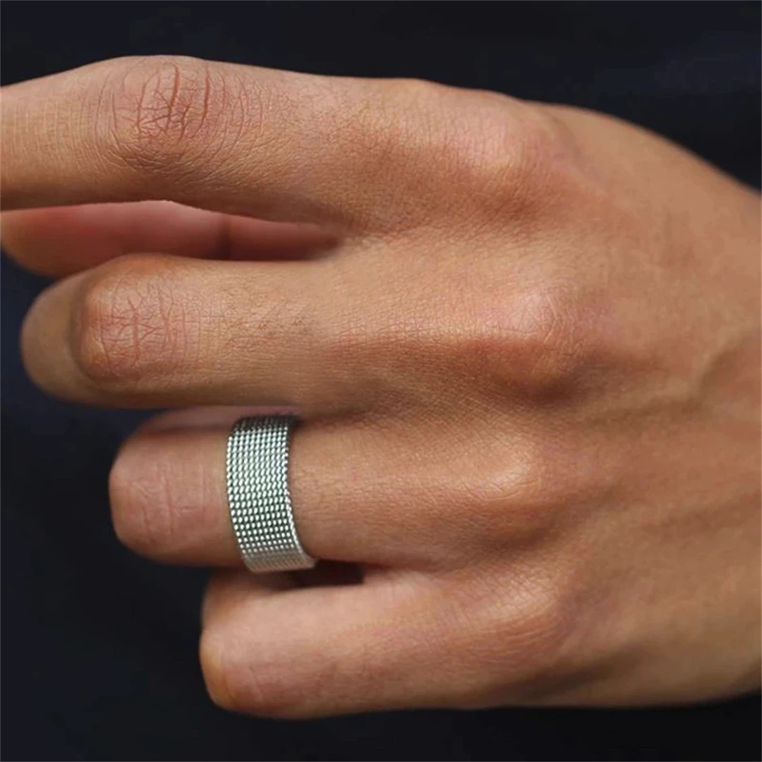 Fashion Unisex Elastic Mesh Stainless Steel Ring Vintage Wedding Rings Jewelry Friends Gift