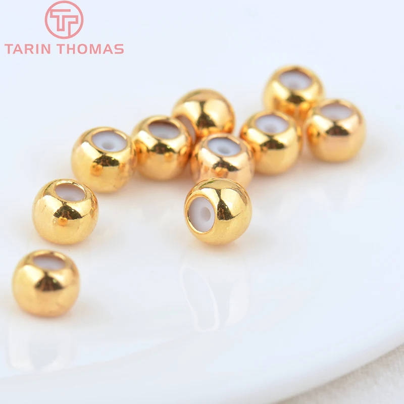 20PCS Gold-Plated Brass Beads with Rubber Accents
