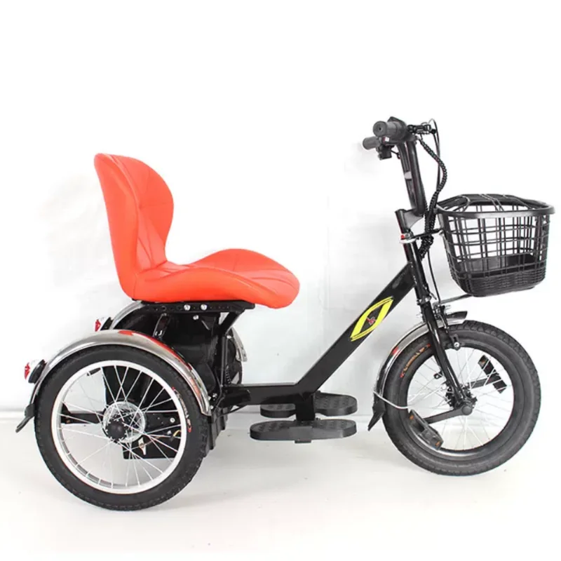 Mini vélo électrique à trois roues 250W 24V, pour personnes âgées handicapées, grand siège confortable avec panier de chargement avant et arrière