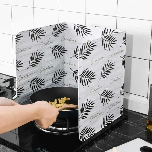 1pc Aluminum Gas Stove Protection Board, Classic Silver Foldable Splatter  Guard For Kitchen