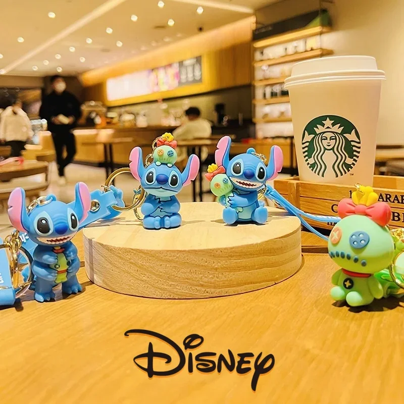 

Disney Stitch Keychain Action Anime Figures Stitch Keychain Cute Cartoon Doll Toys Car Backpack Key Ring Pendant Children's Gift