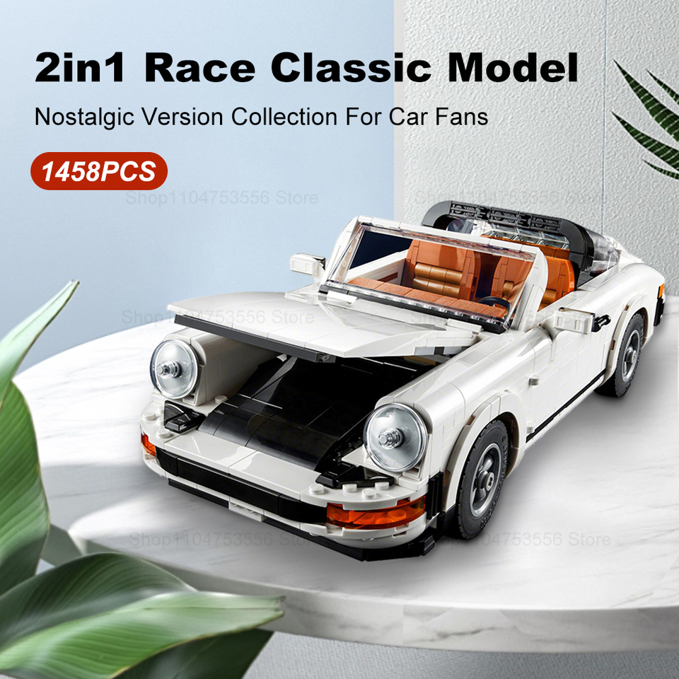 1458PCS Technical Retro Car Model Building Blocks Set 2in1 Race Classic Model Kit for Adults and Teens DIY Toys Christmas Gifts