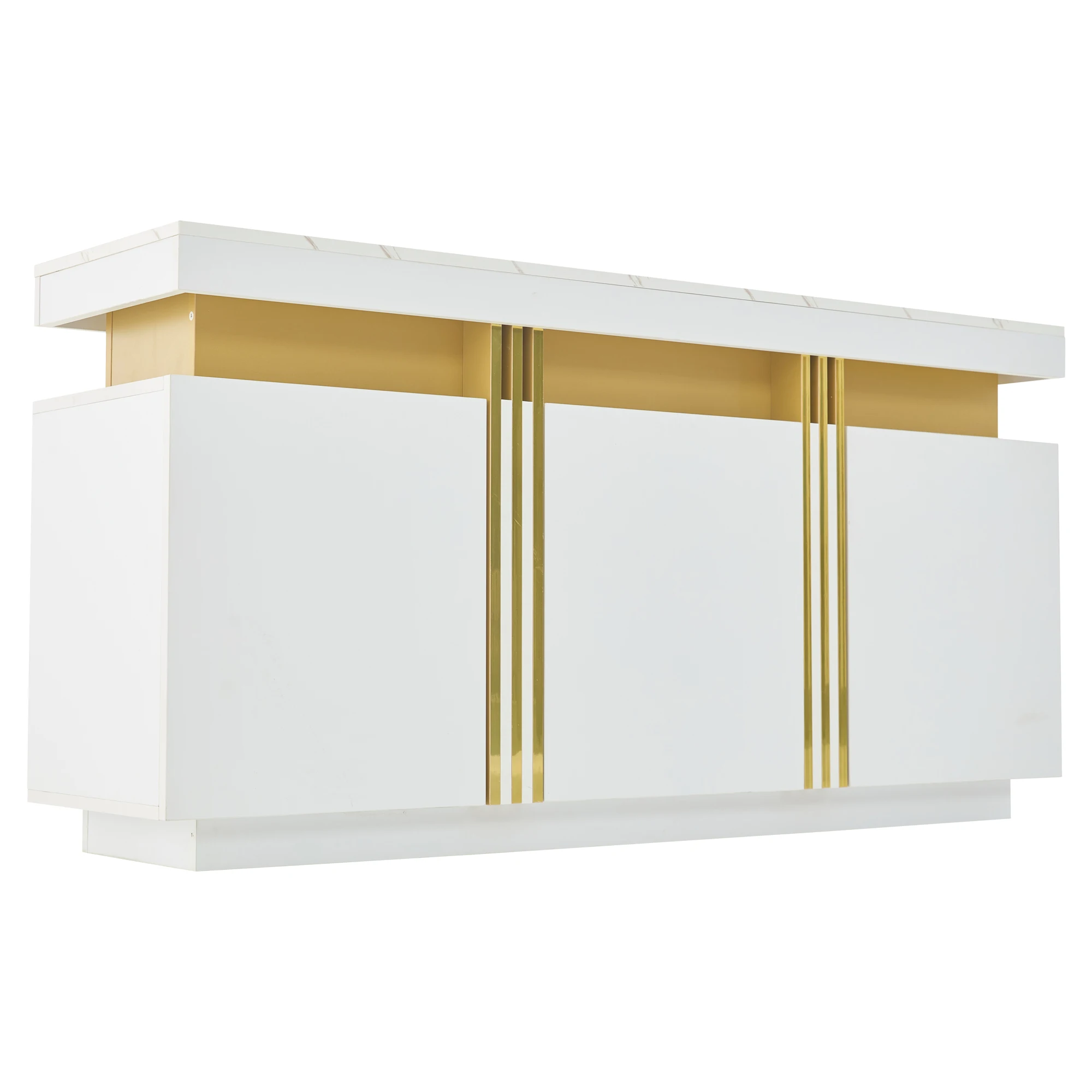 140 * 38 * 70 cm Modernes weißes Sideboard-Display, 3 Türen, Esszimmerschrank mit verstellbaren Trennwänden, perfekt für Küche, Wohnzimmer – Detail 16