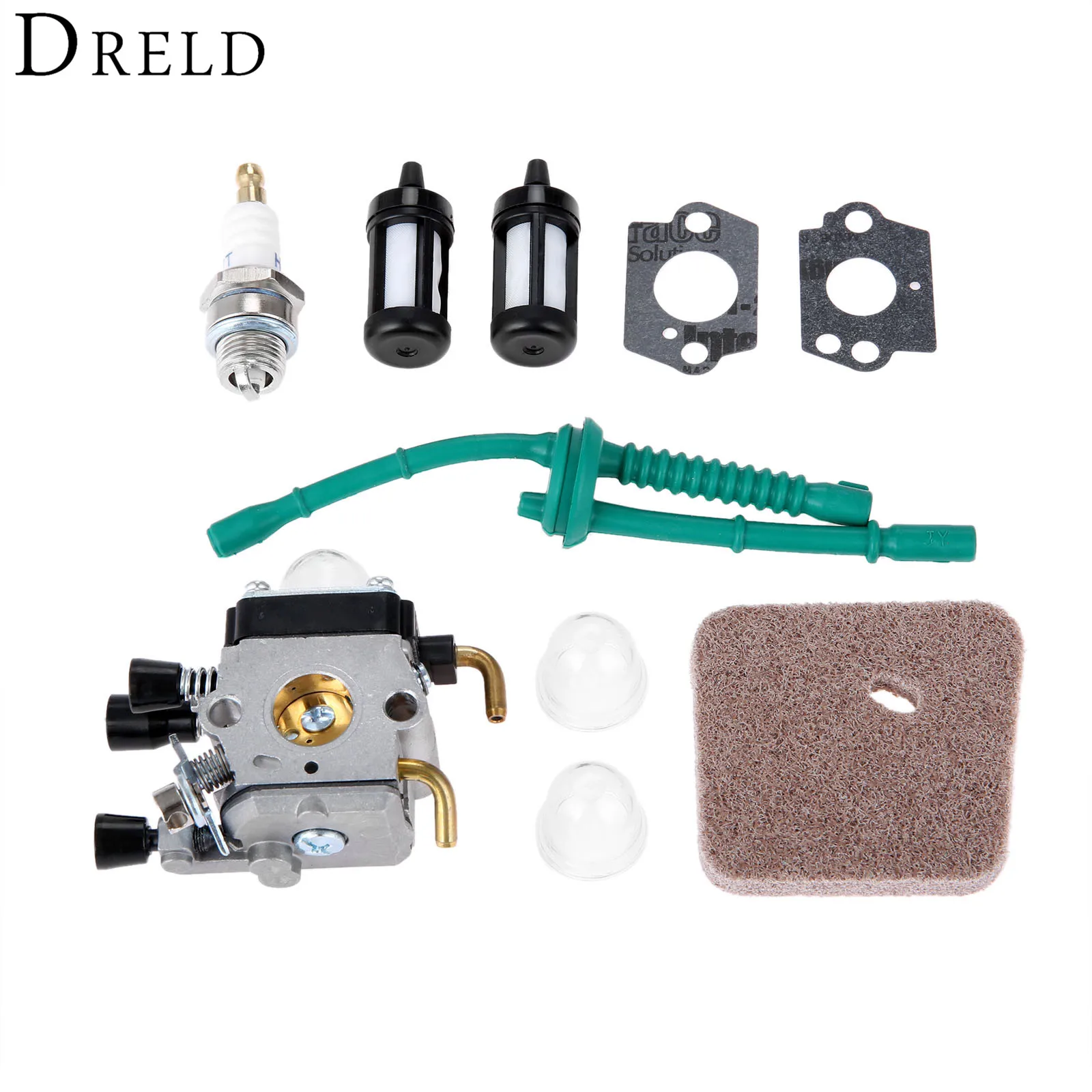 Dreld Carburatore Filtro Carburante Aria Candela Carb Kit Per Stihl Fs38 Fs45 Fs46 Fs55 Fs55R Fs55Rc Km55 Fs45C Fs55T Trimmer Cutter
