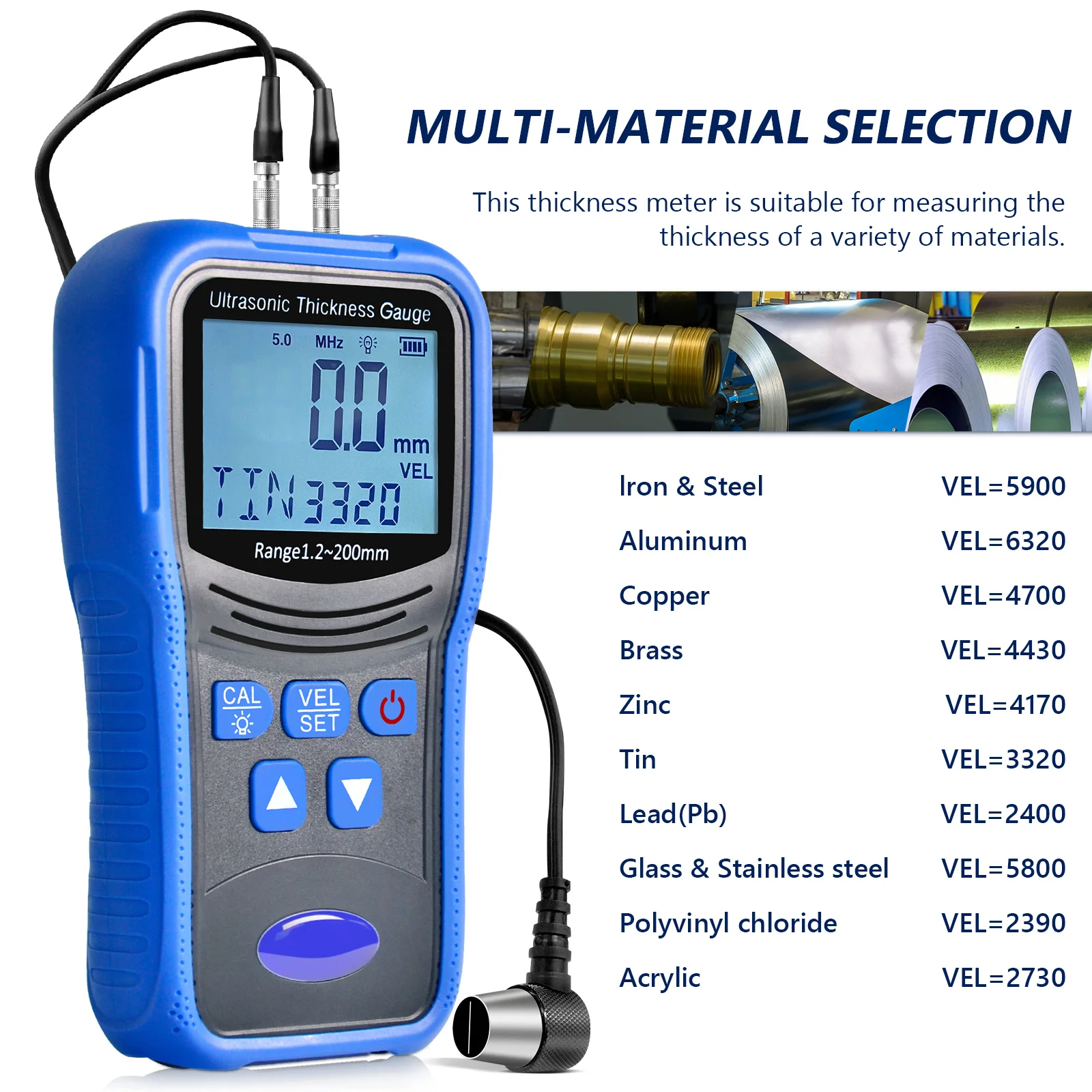 Spessimetro ad ultrasuoni per auto misuratori di metallo