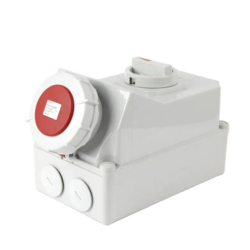 ZNG-5113 IP67 Waterproof 5 Pin 63A Industrial Mechanical Switched Interlock Socket Receptacle