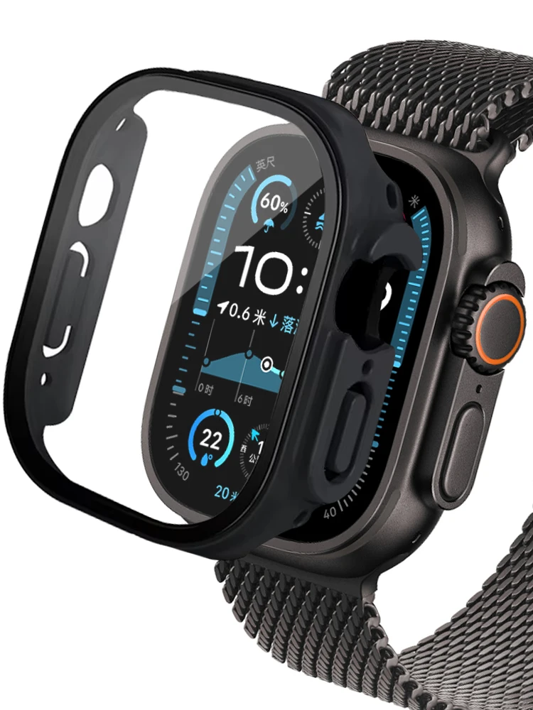 Apple Watch Case Glass + case For Apple Watch Ultra 2 49mm smartwatch PC Bumper + Screen Protector Tempered Cover iwatch series band Accessories