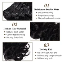 Extensions de cheveux humains Body Wave à clipser pour femmes, tête complète, vierge brésilienne, extension de cheveux à clipser, trame de 120 grammes, 8 pièces par ensemble 3