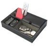 Men's Valet Tray Desktop PU Leather Wood Tray Organizer Jewelry Box Nightstand Organizer For Phone Keys Wallet Glasses Multifun 3
