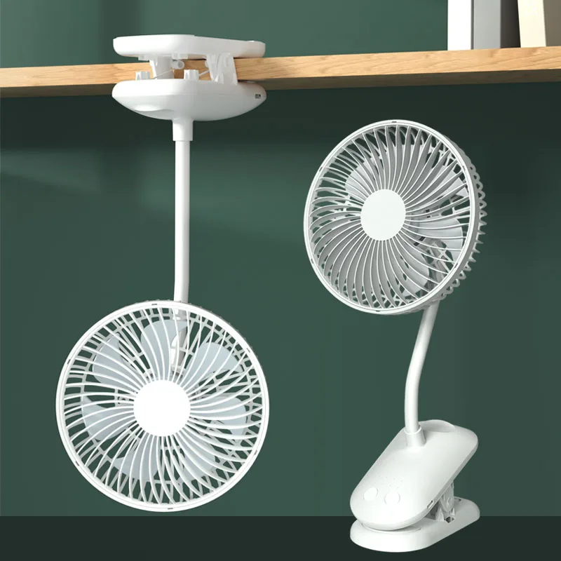 

3600mAh Clip Fan Portable USB Stroller Fans with 4 Speeds Quiet Clip on Mini Table Fan 360° Rotatable Battery Operated White