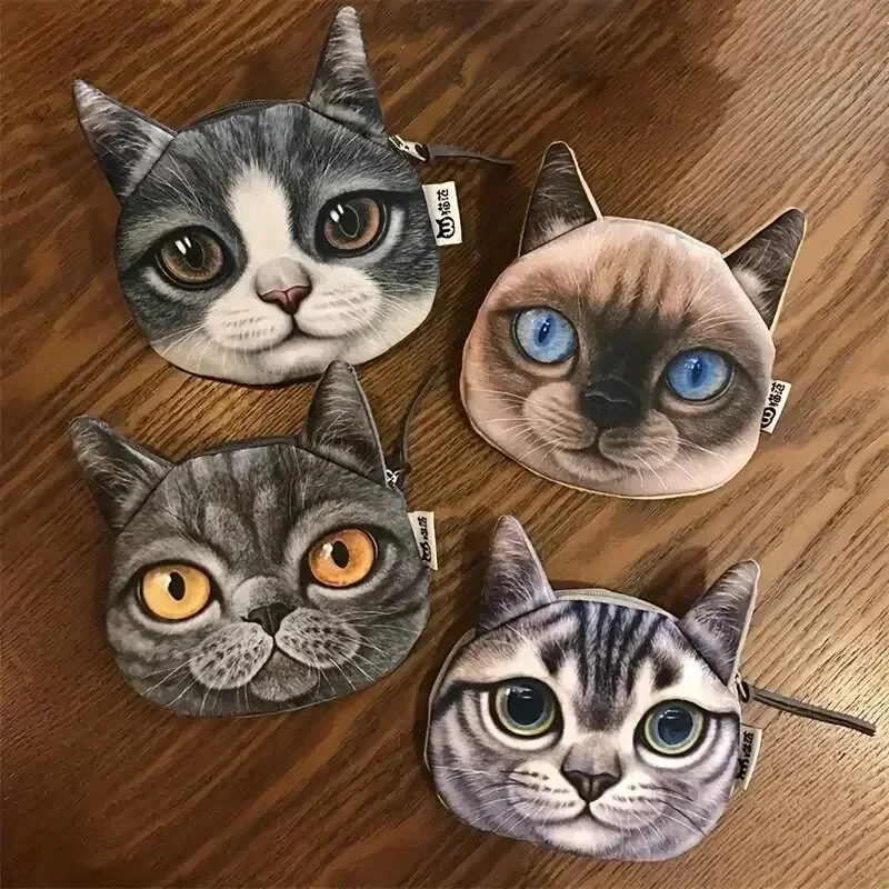 Coin Purse Cute Cartoon Cat Plush Coin Purse Animal Cat Coin Bag Sweet Snack Funny Storage Bag