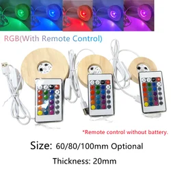 Dimmable Wooden USB Desktop Decorative Light with Colorful Gradient and Remote Control - 100x100x20mm (RGB(Remote Control))