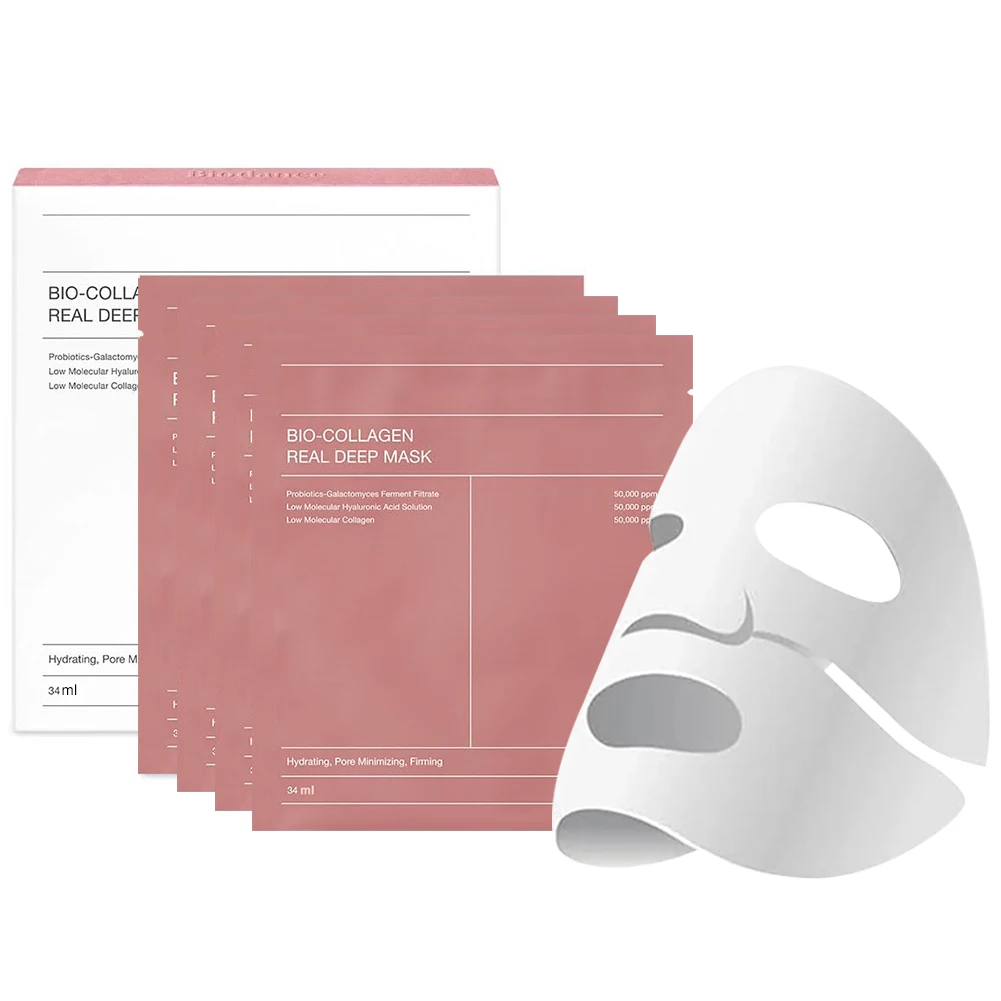 4Pcs/box Bio Collagen Face Mask Shrink Pores Deep Hydrating Overnight Mask Moisturizing Refreshing Brightening Face Skin Care