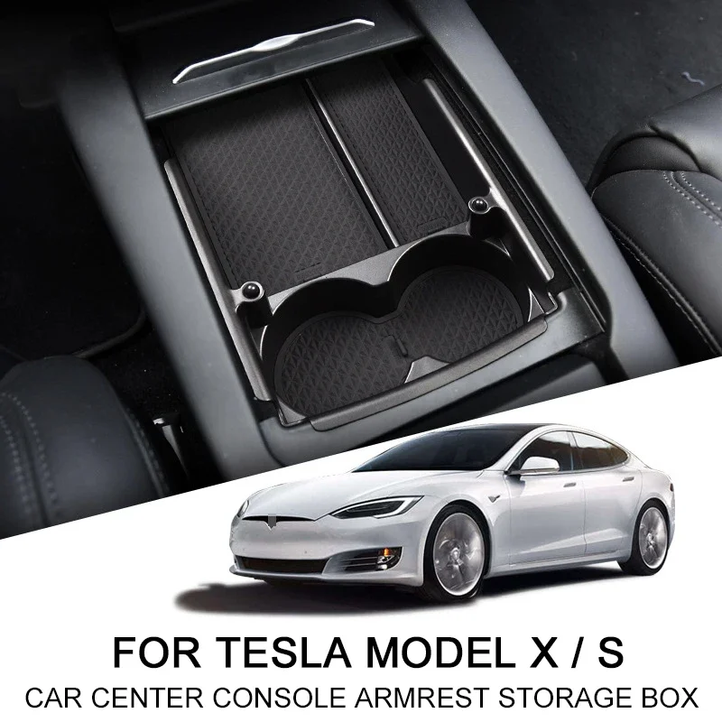 Für Tesla Modell X Modell S Auto Center Konsole Armlehne Lagerung Box Fach Organizer Anti-Slip Matten Lagerung Aufräumen auto Lagerung Box – Detail 1