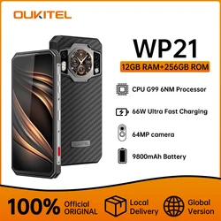 Oukitel WP21 Rugged Cellphone Night Vision Mobile Phone,9800 mAh, 12GB+256 GB, 64MP Camera, Smartphone 66W, 120 Hz  Helio G99