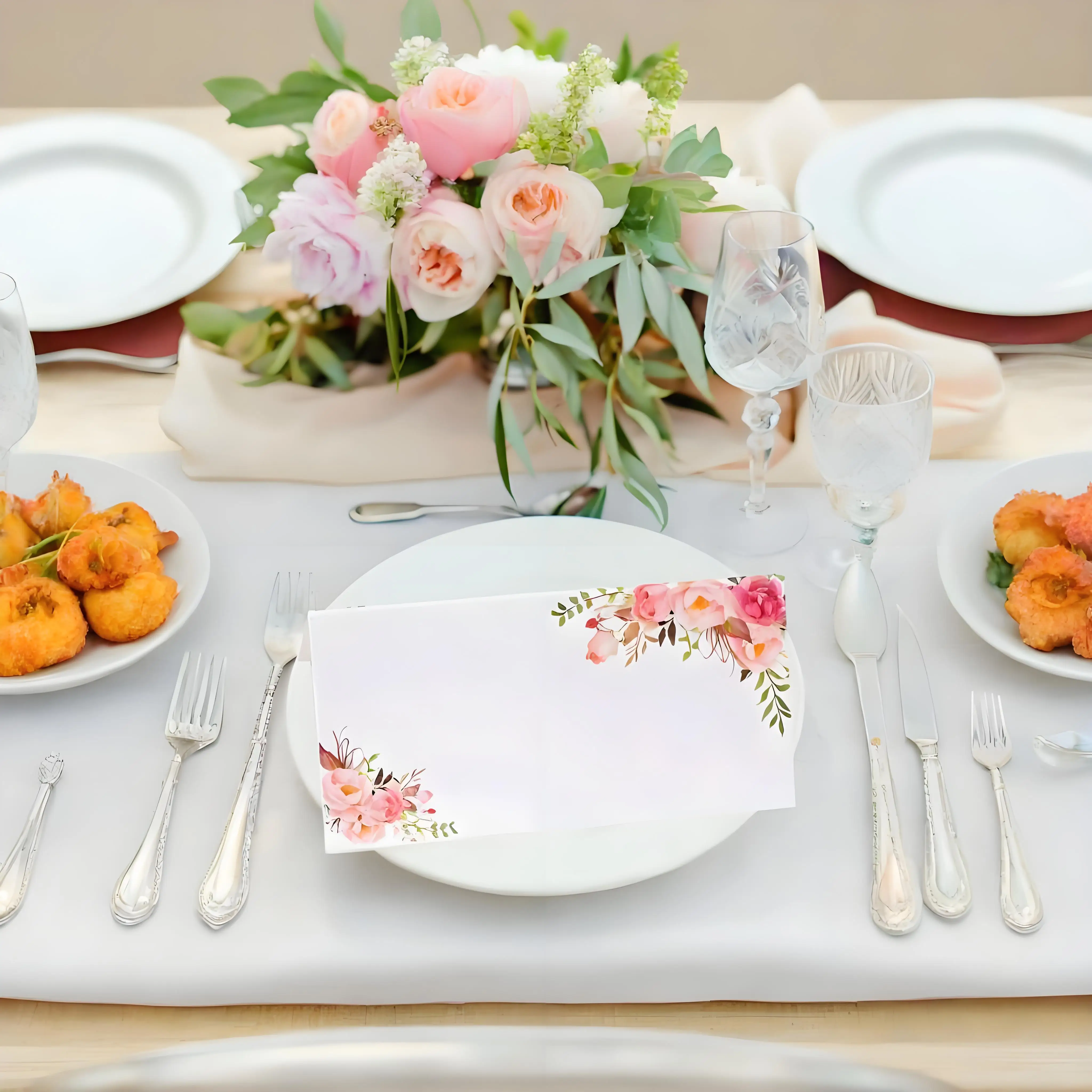 20/60/120pcs Double Sided Printed Flowers Wedding Dining Table Seating Number Card Name Place Cards Birthday Party Greeting Card