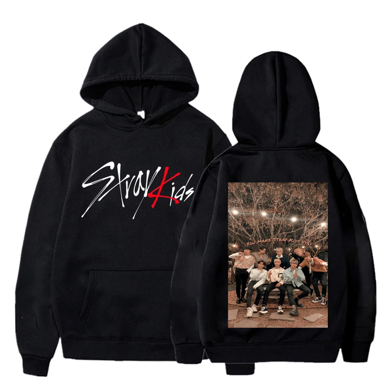 

Harajuku Stray Kids Maxident Printed Zipper Hoodie Hip Hop Y2k Fashion Kpop Hooded Top Winter Warm Men Women Zipper Streetwear