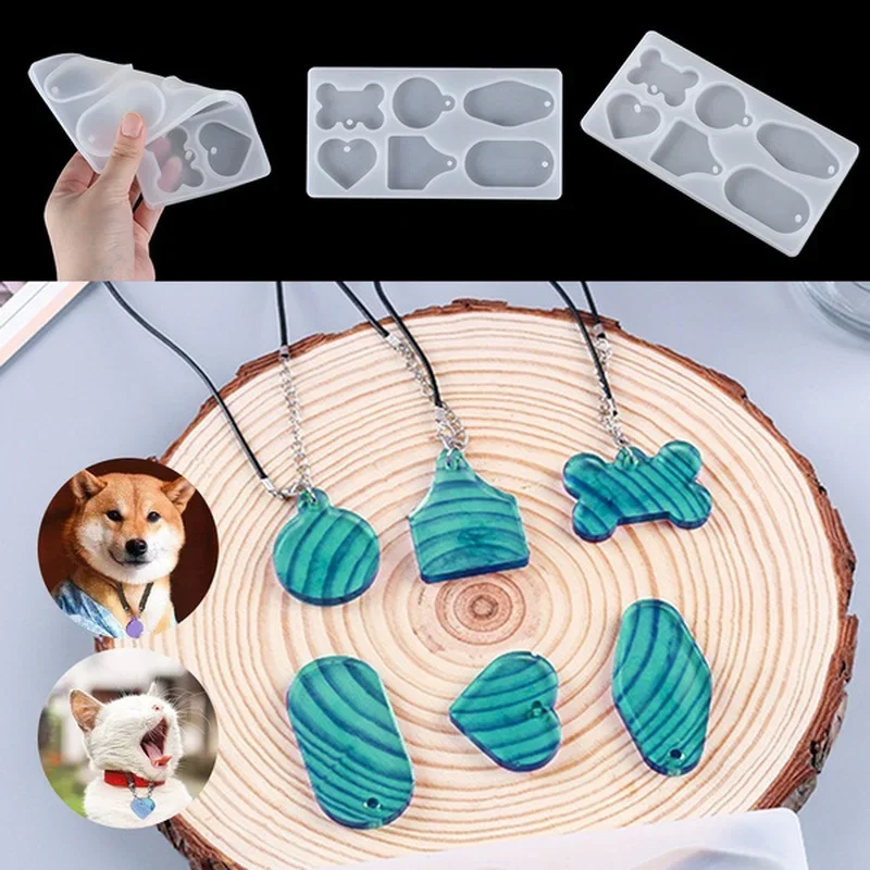 DIY Pendant Silicone Mold Keychain Mold Resin Mold Dog Bone Hanging Tag 1pcs Resin Crafts Pet Supplies Jewelry Making Tools