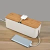 Wire Storage Box Power Plug Board Wire Boxes Socket Data Cable Junction Box Plastic Storage Box with Bamboo 2