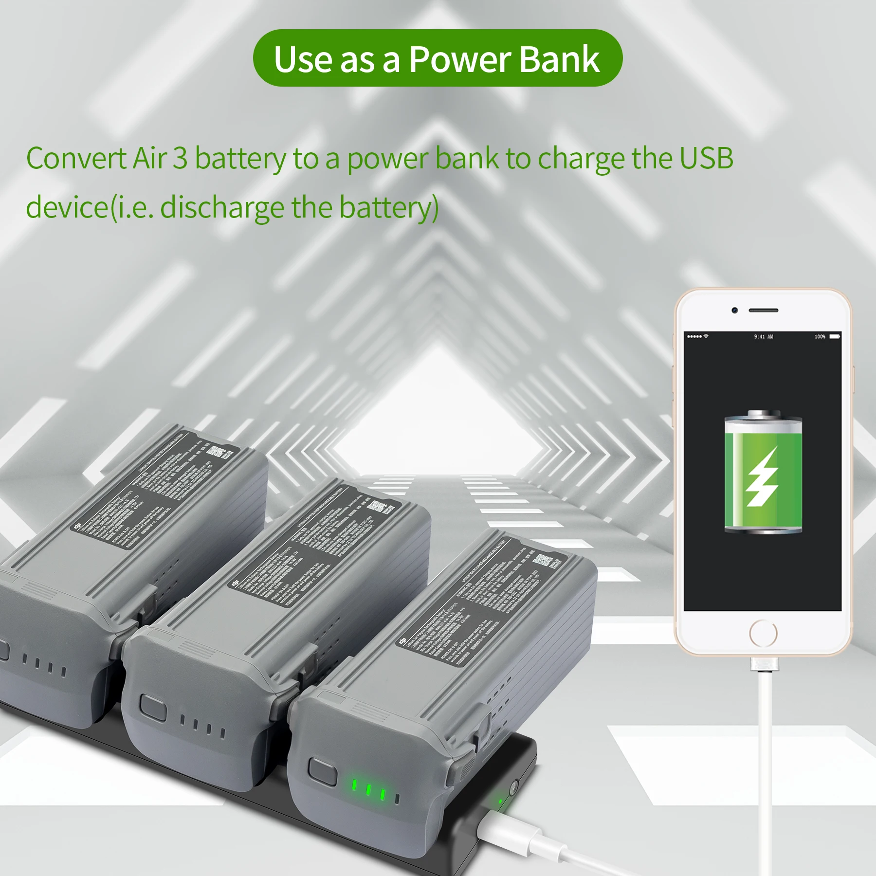 Chargeur 3 en 1 pour DJI Air 3/Air 3S - 97g, 100W Max