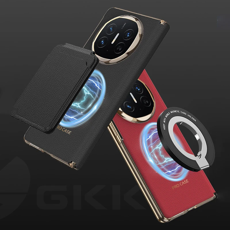For Magsafe Wireless Charge Leather Case For Huawei Mate X6 Magnetic Hinge Prote