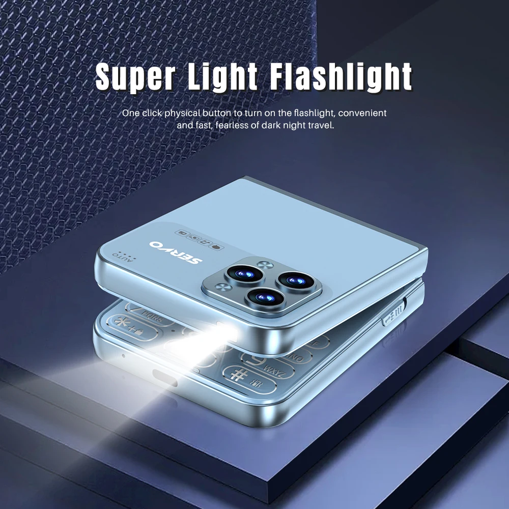 SERVO Flilo7 Four SIM Standby Flip Mobile Phone 2.6" Screen Rear Camera Call Recording Magic Voice Blacklist Foldable Cellphones