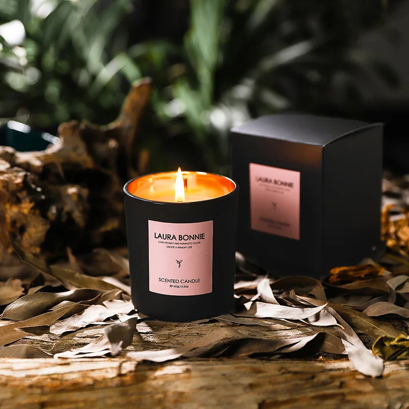 

Black Jar Scented Candle Luxury Soywax Candles Centre Piece for Table Decoration Souvenirs for Guests Free Shipping