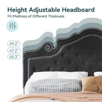 HOOMIC Full/Queen/King Size Velvet Bed Frame with Adjustable Tiara Headboard, Diamond Tufted Upholstered Platform Bed 3