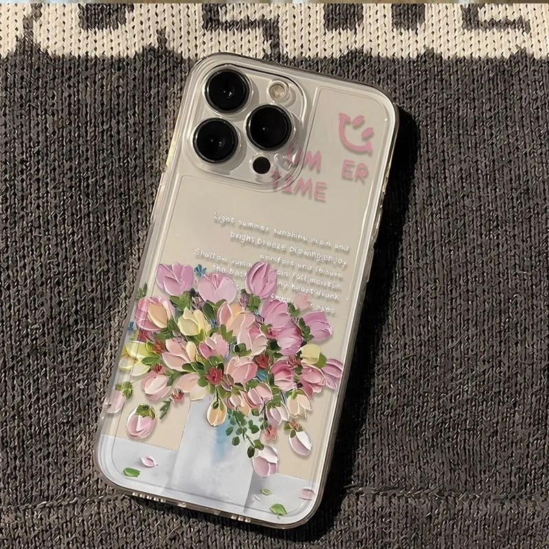 Elegant Blue Bouquet Dustproof Non-Slip Protective Case Cover with Bumper