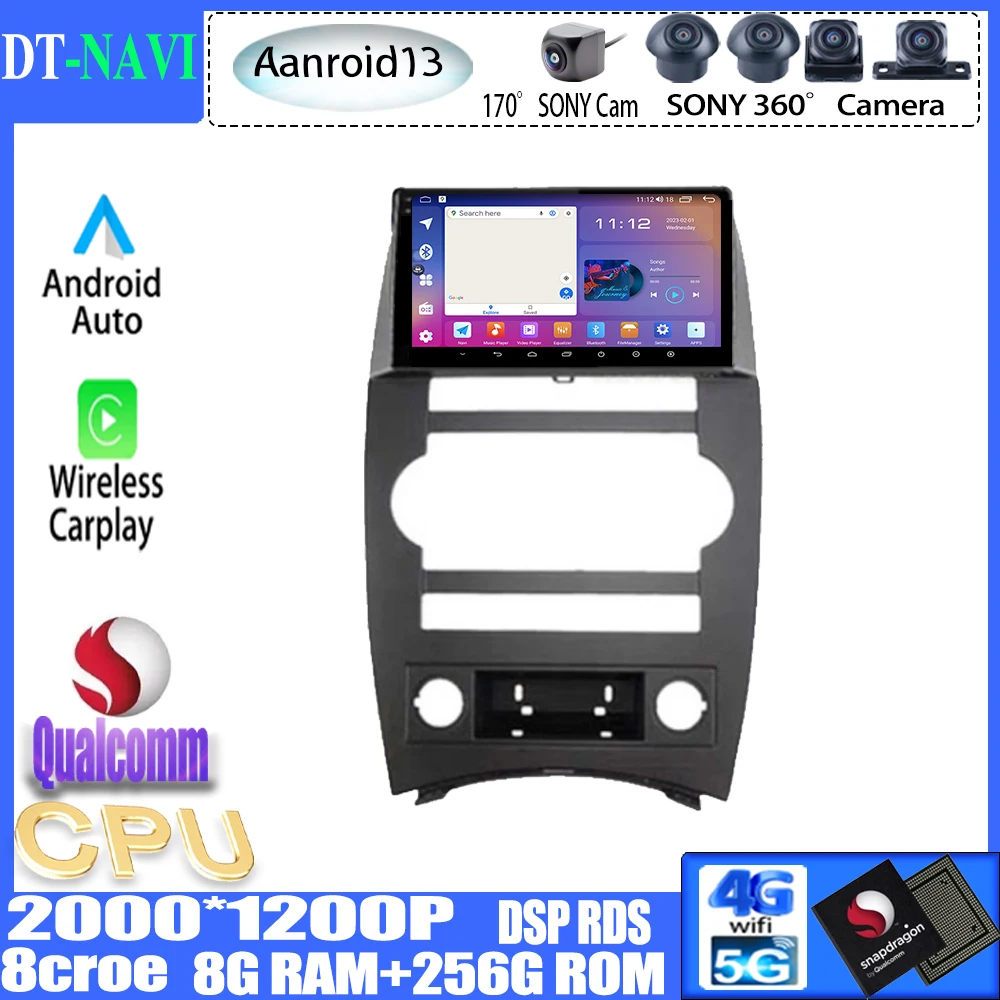 

Qualcomm Android13 For Jeep Commander XK 2007 Car Radio Multimedia Player Navigation GPS Head Unit Carplay WIFI BT No 2din DVD