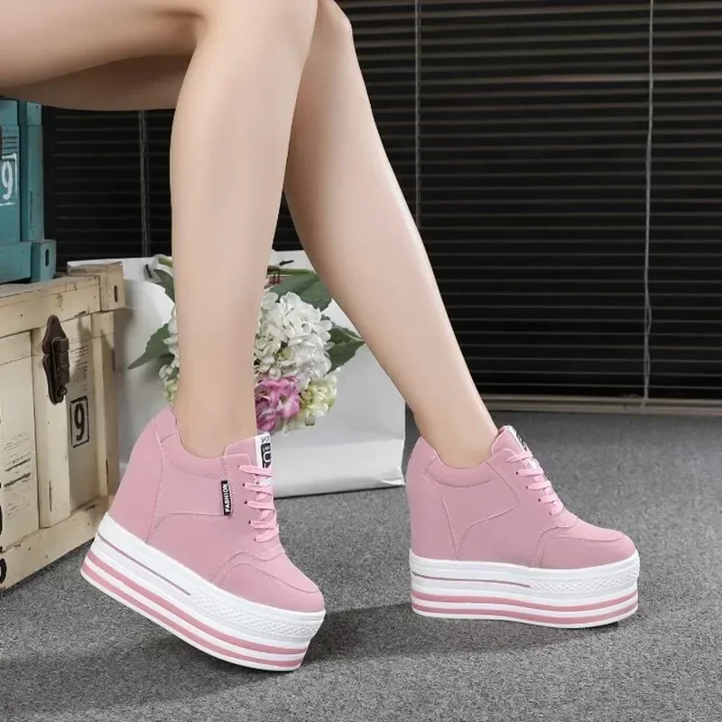 

2023 Super High Heels Chunky Women's Sneakers Women Spring Thick Bottom Height Increasing Casual white sports Shoes Woman 33