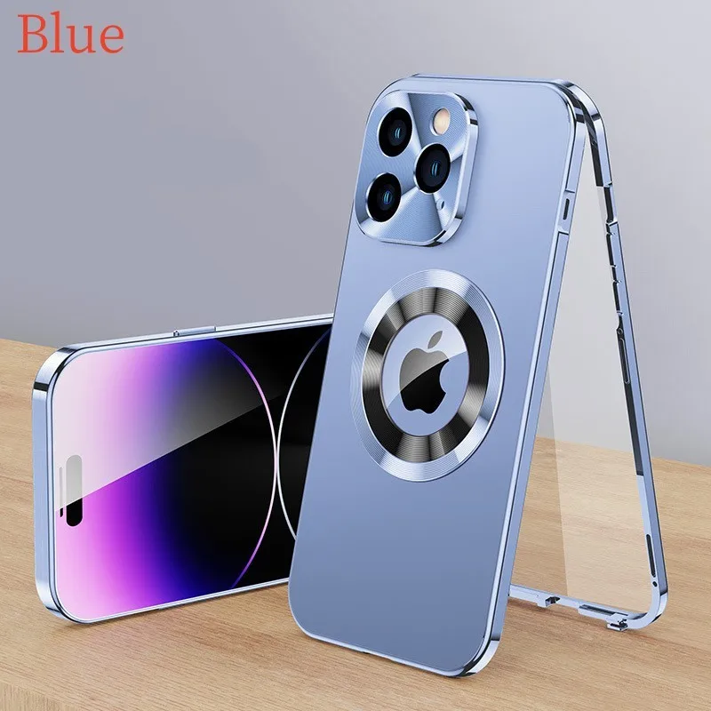 All-Inclusive Hard Case for Mobile Phone, Metal Anti-Peep Double-Sided Glass Suitable for iPhone 14 Plus, 13 Pro Max, 12 Pro 11