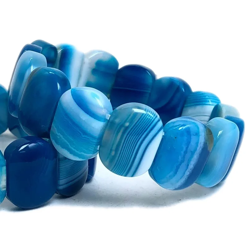 Elegant 14x18mm Square Striped Agate Bowl Bracelet - Twice Luxury Jewelry