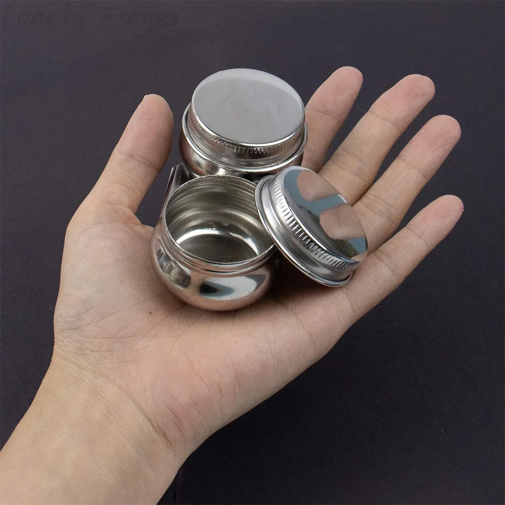 1/2 Pack Stainless Steel Oil Painting Double Palette Cup with Screw Lid Dipper Clip for Watercolor Gouache 3