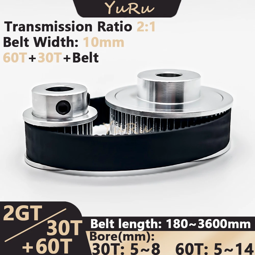 Kit de Polia da Correia Dentada Roda Síncrona 2m 30t 60 Dentes Gt2 30 Dentes 60t 2:1 Furo 514 mm Largura 10 mm