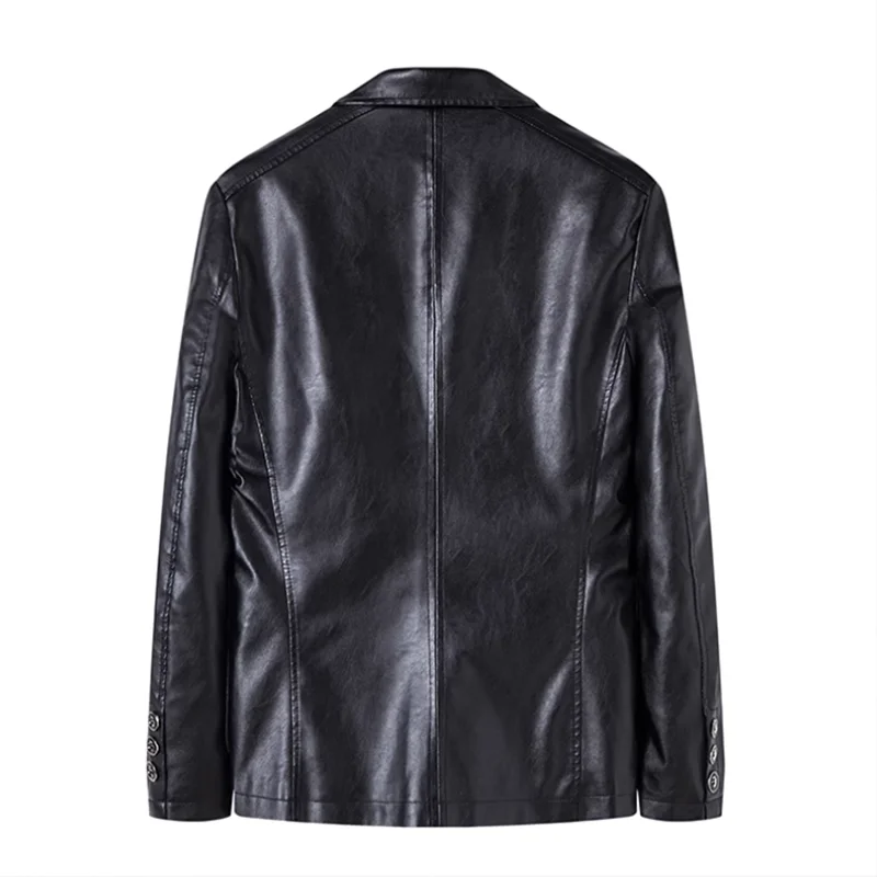 Leather Jackets New Men Business Casual Leather Jacket Black / khaki Fashion Male Suit Collar Coats Large Size 5XL Slim Fit Top