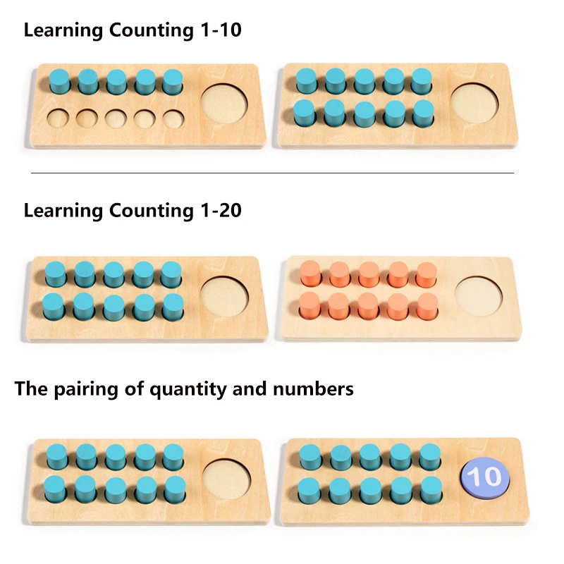 Wooden Ten Frame Sets Toy Learning Counting and Number Addition and Subtraction Mathematics Learning Toy