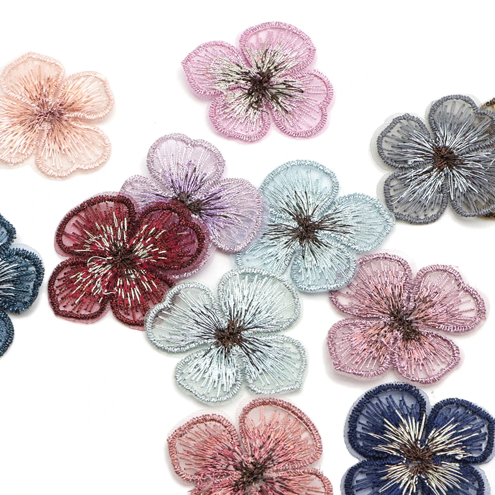 10 Pcs Butterfly Flower Non-woven Patch Hair Accessories Headdress Headband Decoration DIY Hair Bow