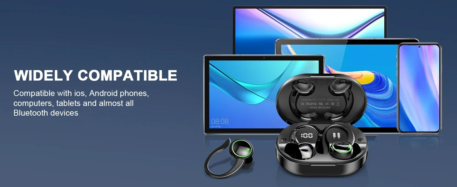 5.3 Cuffie Bluetooth wireless Cuffie con gancio auricolare con microfono Riduzione del rumore Auricolari TWS Auricolari audio HIFI_voghion.com