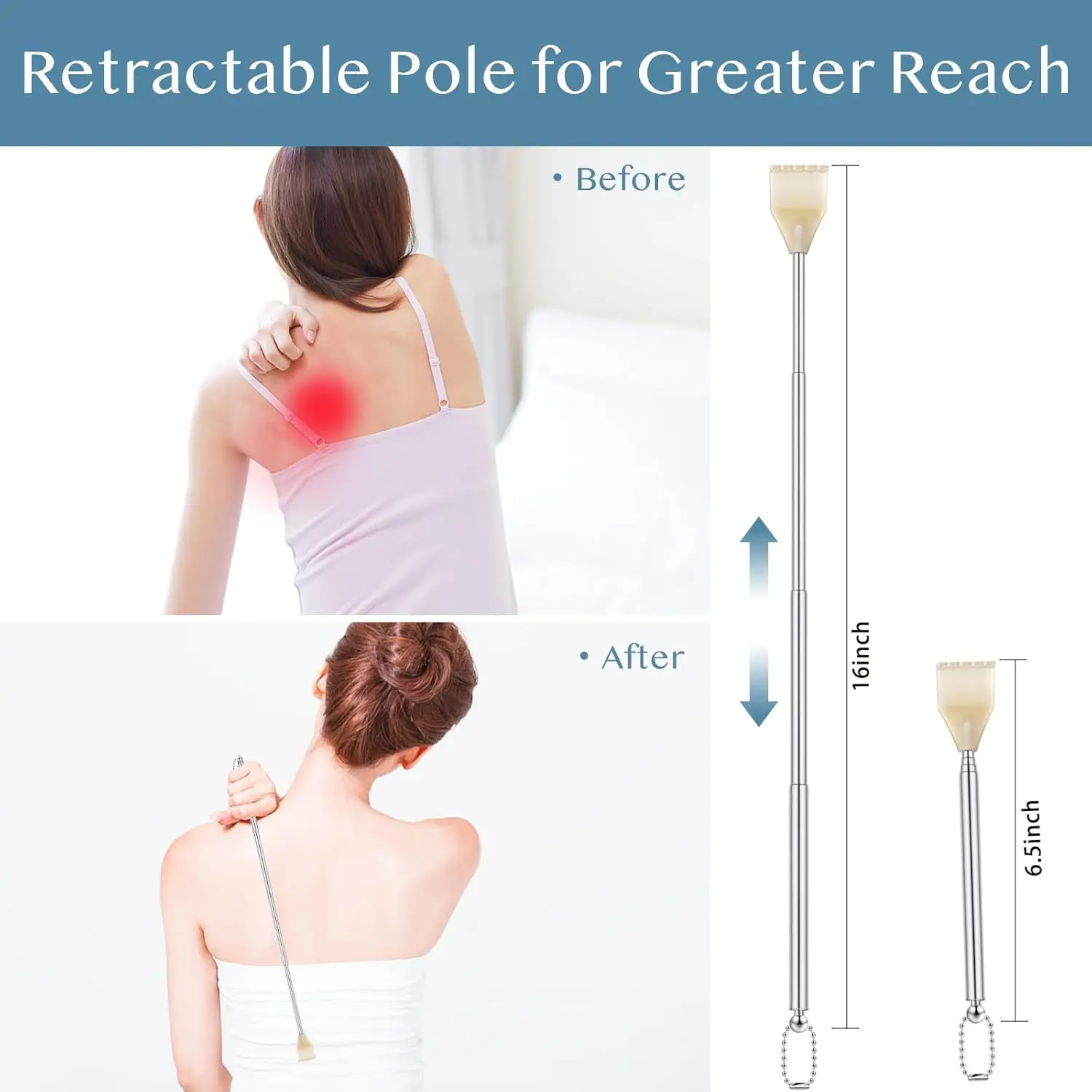3/10 Pack Stainless Steel Telescopic Back Scratchers Extendable 16.5 to 42cm Bulk Gifts For Men Women Portable Itch Relief Tools