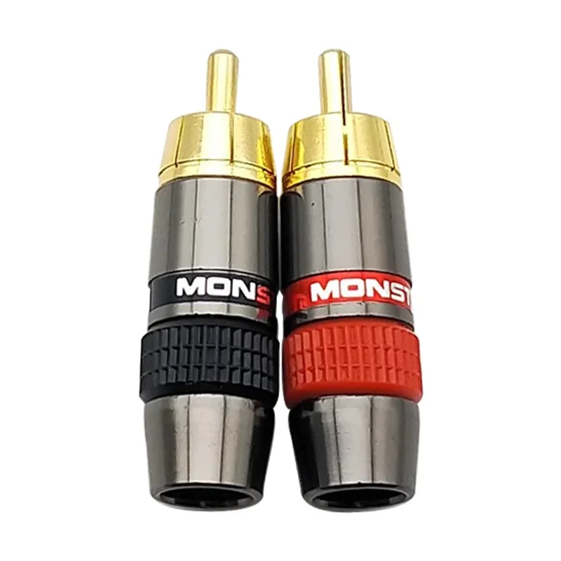 2/4/8/PCS 금도금 몬스터 구리 RCA 남성 플러그 로터스 솔더 플러그 확장 소켓 RCA 배선 오디오 및 비디오 레드 블랙