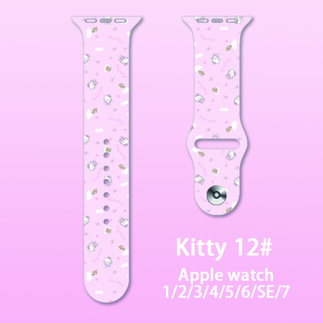 Cartoon Hello Kitty Silicone Strap For Apple Watch Band 41mm 45mm 44mm 42mm 40mm 38mm Bracelet For iWatch SE 7 6 5 4 3 2