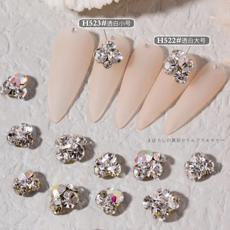 

10Pcs/Lot Alloy Nail Enhancement Jewelry Diamond Small Large Pile Diamond Rhinestone Color Diamond Flashing Nail Metal Jewelry