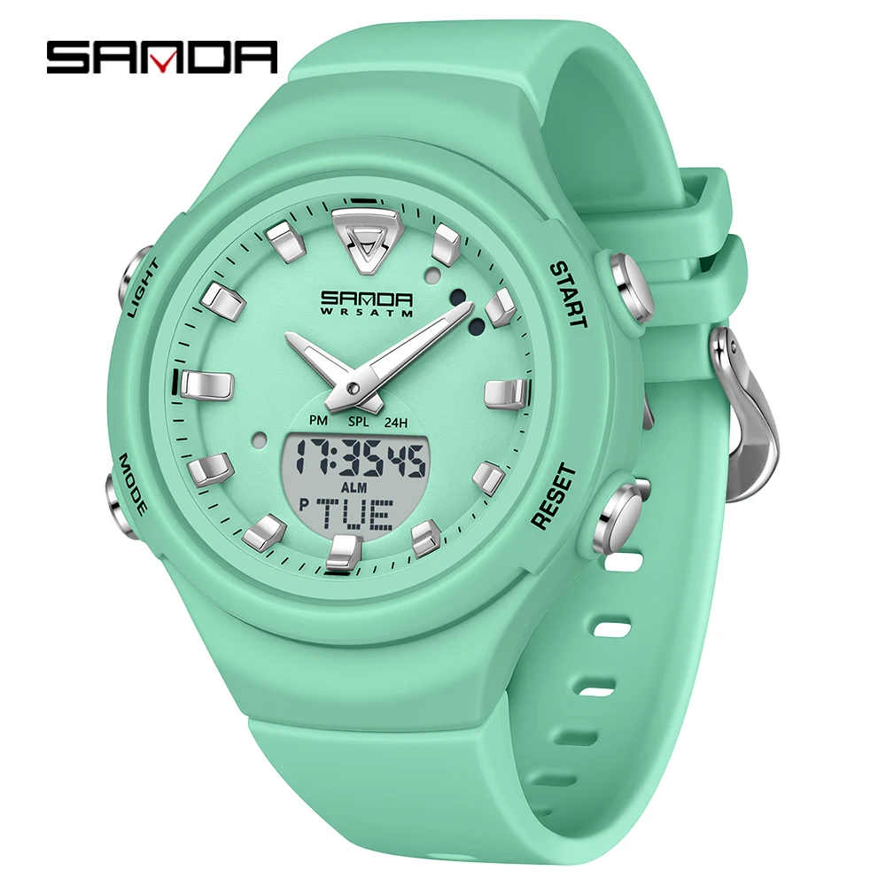 SANDA Men's Dual Display Luminous Sports Watch - Shockproof Fashion Electronic Quartz
