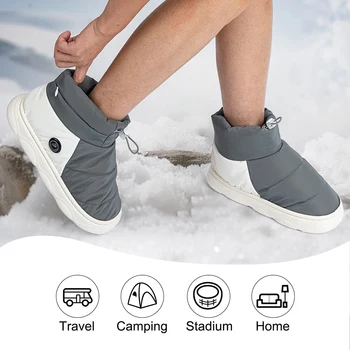 Unisex Winter Heated Shoes with 3 Heating Levels Women Men Electric Heating Slippers Rechargeable for Indoor House Home Office 3