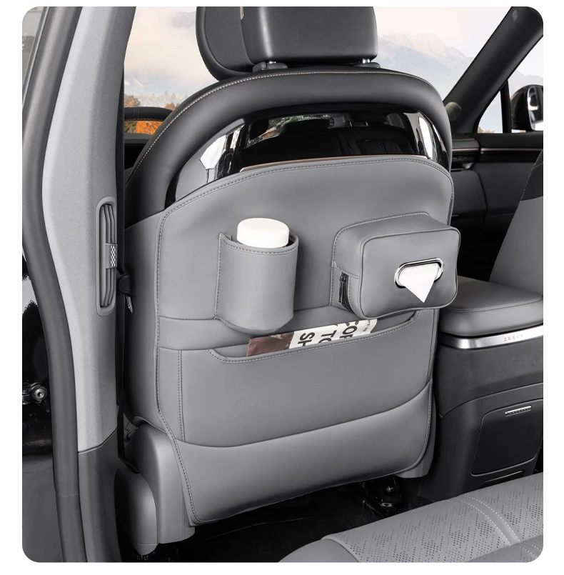 For ZEEKR 7X Multi-functional seat backrest anti-kick pad Tissue bags and cup ba
