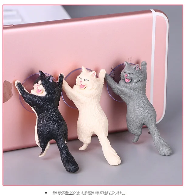 Supporto Smartphone A Forma Di Gatto In Resina - Portatelefono Decorativo 8x6x4.5 Cm Per Scrivania - Regalo Per Amanti Dei Gatti - Foto 7