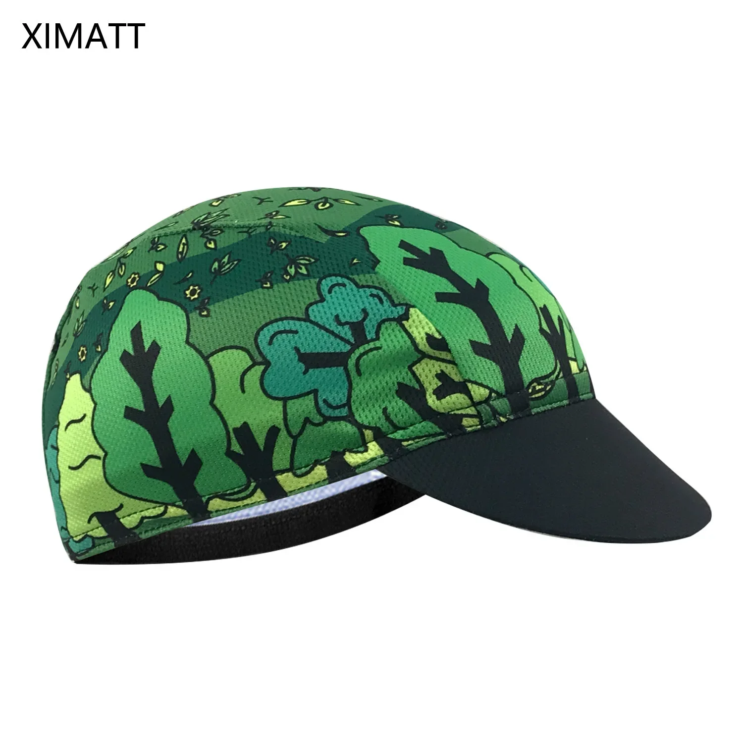 Classic Retro Green Forest Print Cycling Cap Children's Sport Hat Cross-Border DIY Supportable Direct Sale from Mainland China