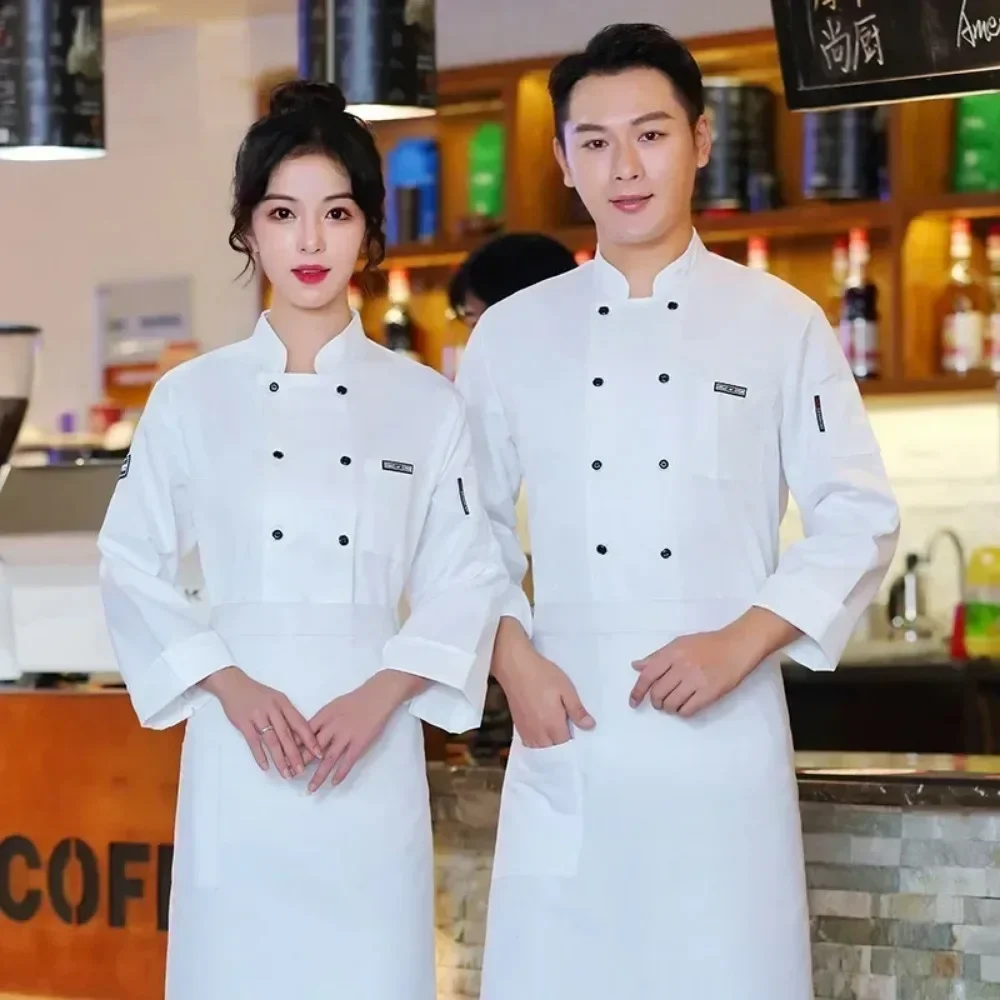 New 2024 Hotel Restaurant Canteen Kitchen Breathable Mesh Chef Uniform Long-sleeved for Men and Women