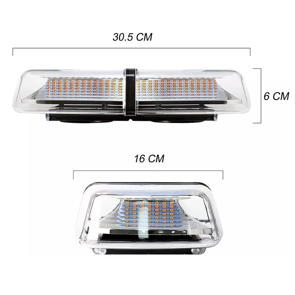 Barra Luci Emergenza 970mm 72 LED Ambra - Stroboscopica 12-24V Per Veicoli, IP65